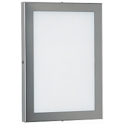 Udend�rs LED V�g- og Loftlampe Type nr. 6350, 22.5 x 32cm, IP54, 20W 2200lm, rustfrit st�l / Opalglasrude