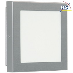 Outdoor LED Wall and Ceiling luminaire Type No. 6352, IP54, 19 x 19cm, 8W 880lm, stainless steel / opal glass pane