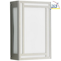 Outdoor LED Wall and Ceiling luminaire Type No. 6384, IP44, 18.5x28.5cm, 10W 3000K 900lm, stainless steel, glass, dimmable