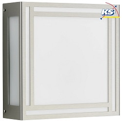 Outdoor LED Wall and Ceiling luminaire Type No. 6385, IP44, 15.5x25.5cm, 10W 3000K 900lm, stainless steel, dimmable
