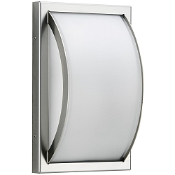 Udend�rs LED V�g- og Loftlampe Type nr. 6390, flad / konveks, IP44, 10W 3000K 900lm, rustfrit st�l / Opalglas