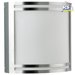 Udendrs LED Vg- og Loftlampe Type nr. 6407, Cover firkantet, IP44,10W 3000K 900lm, rustfrit stl / Opalglas