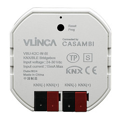 gateway GKNXBT programmerbar, KNX styrbar, Bluetooth-kontrolsignaludgang, hvid