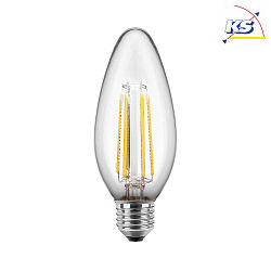 Blulaxa LED Filament Kerteformet Lyskilde 4,5W E27 varmhvid, Glas (klar) CRI > 90