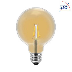 Blulaxa LED Filament Vintage Lamp Globe gold glass ambergris, 12,5cm, 300, E27, warmwhite, 2W