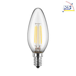 LED Filament lamp candle E14, 4,5W, 470lm, 2700K warmwhite, 300, glass clear CRI >90