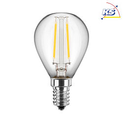 LED Filament Lyskilde dråbeformet G45 E14, 1W, 80lm, 2700K varmhvid, 300°, Glas klar