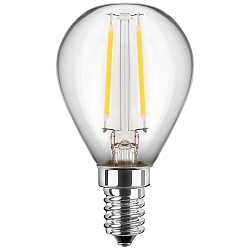 LED Filament Lyskilde dr�beformet G45 E14, 1W, 80lm, 2700K varmhvid, 300�, Glas klar