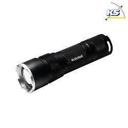 Blulaxa LED Flashlight, Lighting range 100m, IP54, 6W 6500K 400lm, 3 switching levels, signal flashing mode, black
