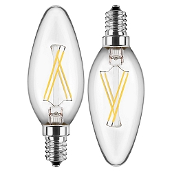 LED Gl�detr�d Lyskilde kerteformet DOBBEL PAKKE, 4,5W (40W), E14, 470lm, 2700K, glas klar