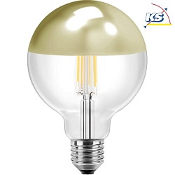LED Lamp Globe G125, 7W, E27, 645lm, 2700K, glass clear with golden mirror head