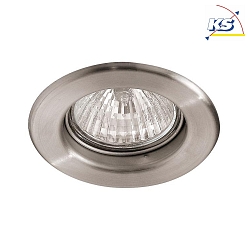 Recessed LV downlight, IP20, 12V AC, round, GX5.3 max. 50W, fixed, stainless steel