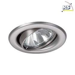 Recessed LV spot, IP20, round  8.3cm, 12V AC, GX5.3 max. 50W, swivelling, stainless steel
