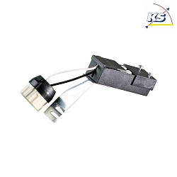 High-voltage bracket GZ10 for spring mounting, 230 V AC, with 2-pole plug-in clamp 2x 2.5mm2 and strain relief, IP20