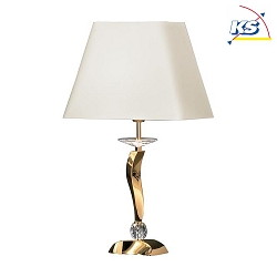 Table lamp GIRATA, E27 max. 60W, brass cast / chintz, gold / beige