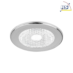 Recessed LED light point, IP43,  3cm, Plug&Play, 350mA, 1W 3000K 40lm 30, excl. driver, chrome / structured cover