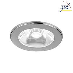 Recessed LED light point, IP43,  3cm, Plug&Play, 350mA, 1W 3000K 40lm 15, excl. driver, chrome / clear cover