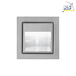 Recessed LED wall luminaire, Plug&Play, IP20, 8.3x8.3cm, with structured reflector, 350mA, 1.2W 3000K 40lm, matt alu / clear