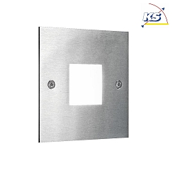 Recessed LED wall luminaire, IP20, 230V, 1.2W 3000K 40lm, stainless steel / opal acrylic