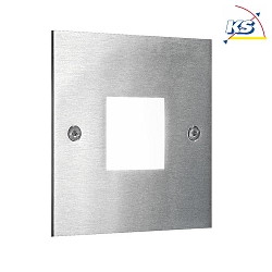Recessed outdoor LED wall luminaire, IP54, 230V 1.2W 3000K, stainless steel / Acry opal, square 8x8cm