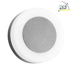 Outdoor LED wall luminaire, IP54, round, with 2 exchangeable front panels, 230V, 9W 3000K 665lm, structured silver