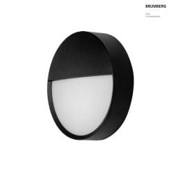 Outdoor LED wall luminaire EYE with partial cover, IP65, 230V, 12W 3000/4000/5700K 1000lm 110, structured black / opal