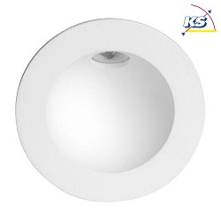 Recessed outdoor LED wall luminaire, IP54, indirect from above, Plug&Play 700mA, 2W 3000K, white, round,  8cm