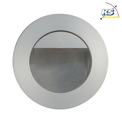 Recessed LED wall luminaire, Plug&Play 350mA, indirect, with partial cover, IP20, round, 9.2cm, 1W 3000K, matt alu / glass
