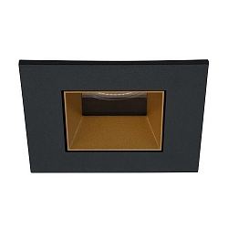 Recessed LED downlight ALTERO, IP44, square, 8.3 x 8.3cm, changeable cover, 500mA, 9.2W 3000K 820lm 33�, black / gold