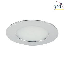 Recessed LED downlight for furniture + wood, IP44, round, 12V DC, 3.4W 3000K 255lm 60, chrome