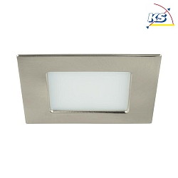 Recessed LED downlight for furniture and wood materials, IP20, square, 12V DC, 3.4W 3000K 255lm 60, matt nickel
