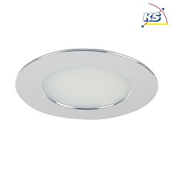 Recessed LED downlight for furniture and wood materials, IP44, round, 12V DC, 5W 3000K 375lm 60, chrome