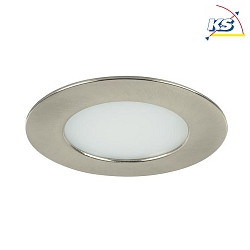 Recessed LED downlight for furniture and wood materials, IP44, round, 12V DC, 5W 3000K 375lm 60, matt nickel