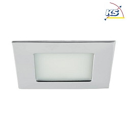 Recessed LED downlight for furniture and wood materials, IP44, square, 12V DC, 5W 3000K 375lm 60, chrome