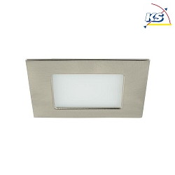 Recessed LED downlight for furniture and wood materials, IP44, square, 12V DC, 5W 3000K 375lm 60, matt nickel