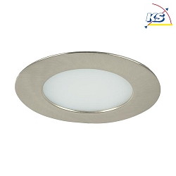 Recessed LED downlight for furniture and wood materials, IP44, round, 12V DC, 7.5W 3000K 525lm 60, matt nickel