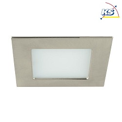 Recessed LED downlight for furniture and wood materials, IP44, square, 12V DC, 7.5W 3000K 525lm 60, matt nickel