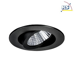 Recessed LED spot, IP20, round,  8.2cm, Plug&Play 350mA, 7W 2700K 740lm 38, swivelling 30, black