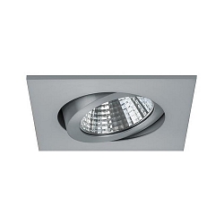 Recessed LED spot, IP20, square, 8.2 x 8.2cm, Plug&Play 350mA, 7W 2700K 740lm 38�, swivelling 30�, matt alu