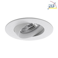 Recessed LED spot INDIWO83, IP44, round,  9.5cm, Plug&Play 350mA, 5.5W 3000K 550lm 36, swivelling 30, structured white