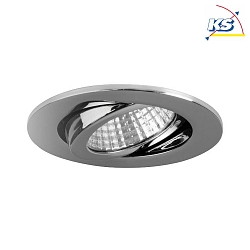 Recessed outdoor LED spot, IP65, round,  8.2cm, Plug&Play 350mA, 6W 3000K 650lm 38, swivelling 30, chrome