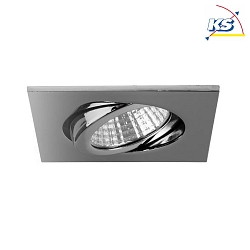 Recessed outdoor LED spot, IP65, square, 8.2 x 8.2cm, Plug&Play 350mA, 6W 3000K 650lm 38, swivelling 30, chrome