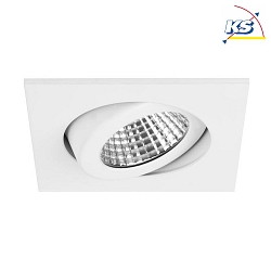 Recessed outdoor LED spot, IP65, square, 8.2 x 8.2cm, Plug&Play 350mA, 6W 3000K 650lm 38, swivelling 30, white