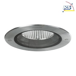 Recessed outdoor LED downlight HYBRIDE, V4A, IP67 IK09, round, 230V, 13W 3000K 1400lm 40, clear
