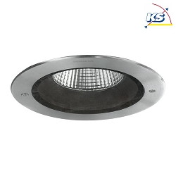 Recessed outdoor LED downlight HYBRIDE, V4A, IP67 IK09, round, 230V, 17W 3000K 2010lm 34, clear