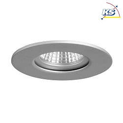Recessed outdoor LV downlight, IP65, round, 12V AC, GX5.3 max. 35W, fixed, silver