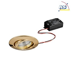 Recessed LED spot, IP20, round, 230V AC, 6W 3000K 640lm 38, swivelling 25, gold