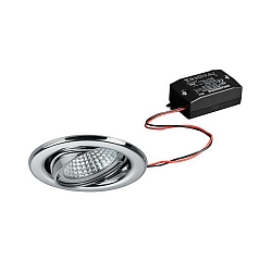 Indbygget spotlys BRONNY LED ON/OFF rund, svingbar, inkl. driver, s�t med 1 IP20, chrom poleret 
