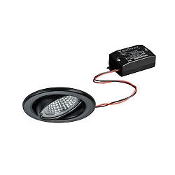 Indbygget spotlys BRONNY LED ON/OFF rund, svingbar, inkl. driver, s�t med 1 IP20, sort mat 