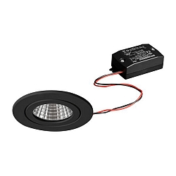 Indbygningslampe ITANSA R BB15 rund, stiv, omskiftelig LED IP54, sort  6W 680lm 3000K 20-40� 20-40� CRI 80-89